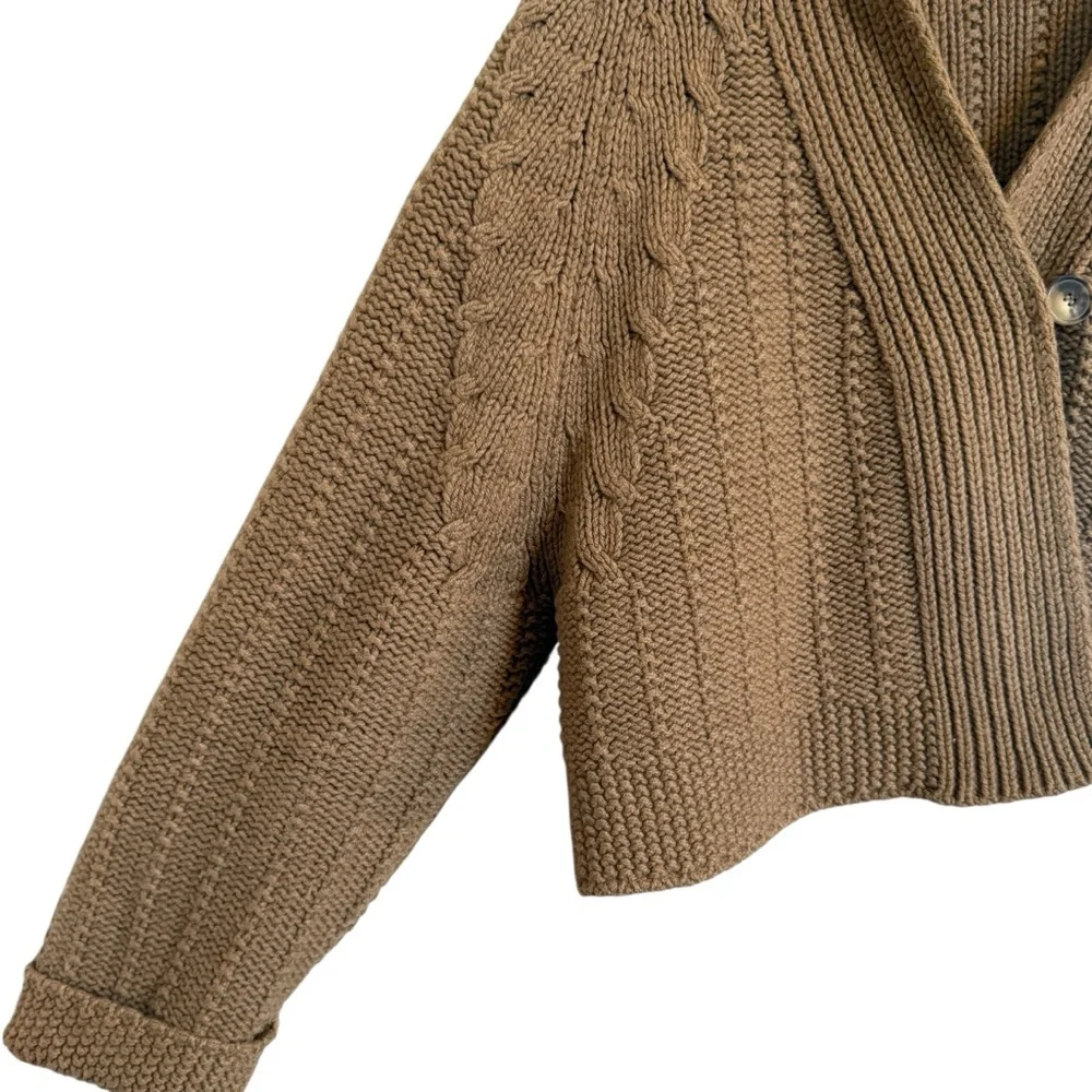 Chloé  Brown Cable Knit Cardigan Sweater – Women’s Size Med - Picture 2 of 14